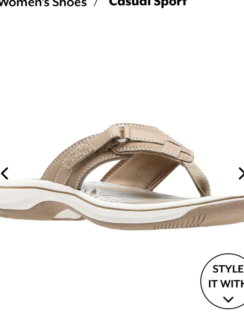 Clarks Cloudsteppers Flip Flop Sandals Women’s 9 Cushion Soft Taupe Comfort